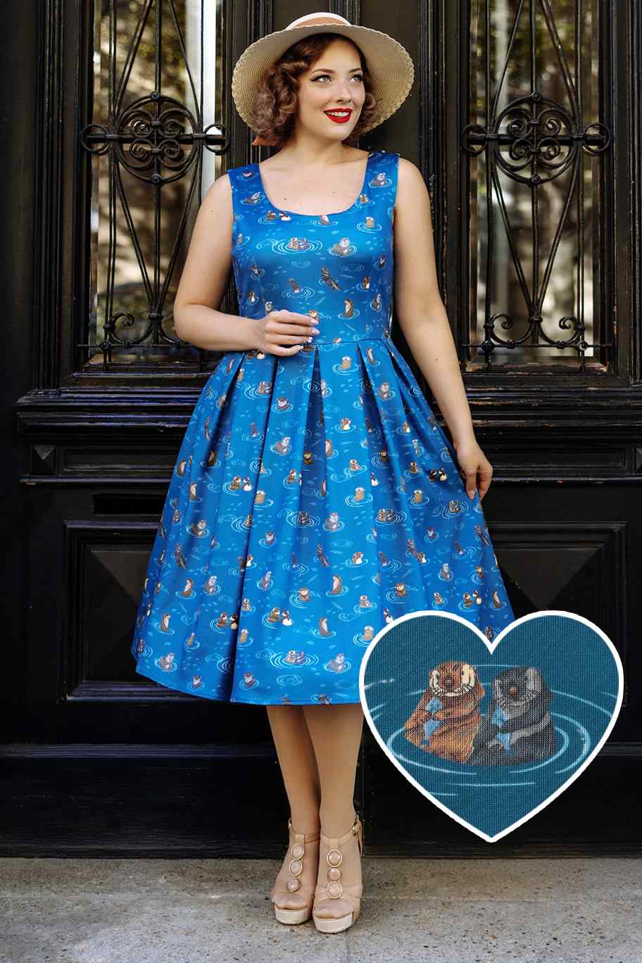 A model wearing a Blue Otter Family Tea Dress