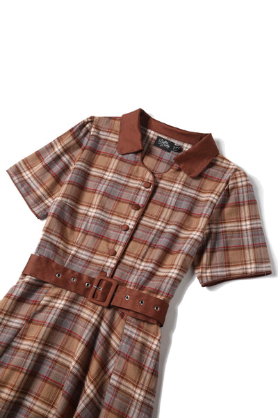 Brown Tartan Shirt Dress