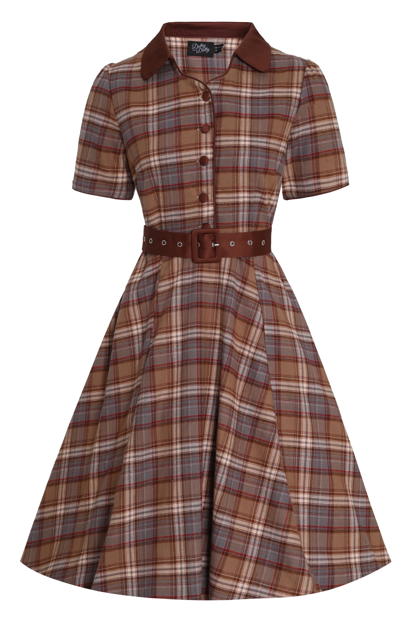 Brown Tartan Shirt Dress