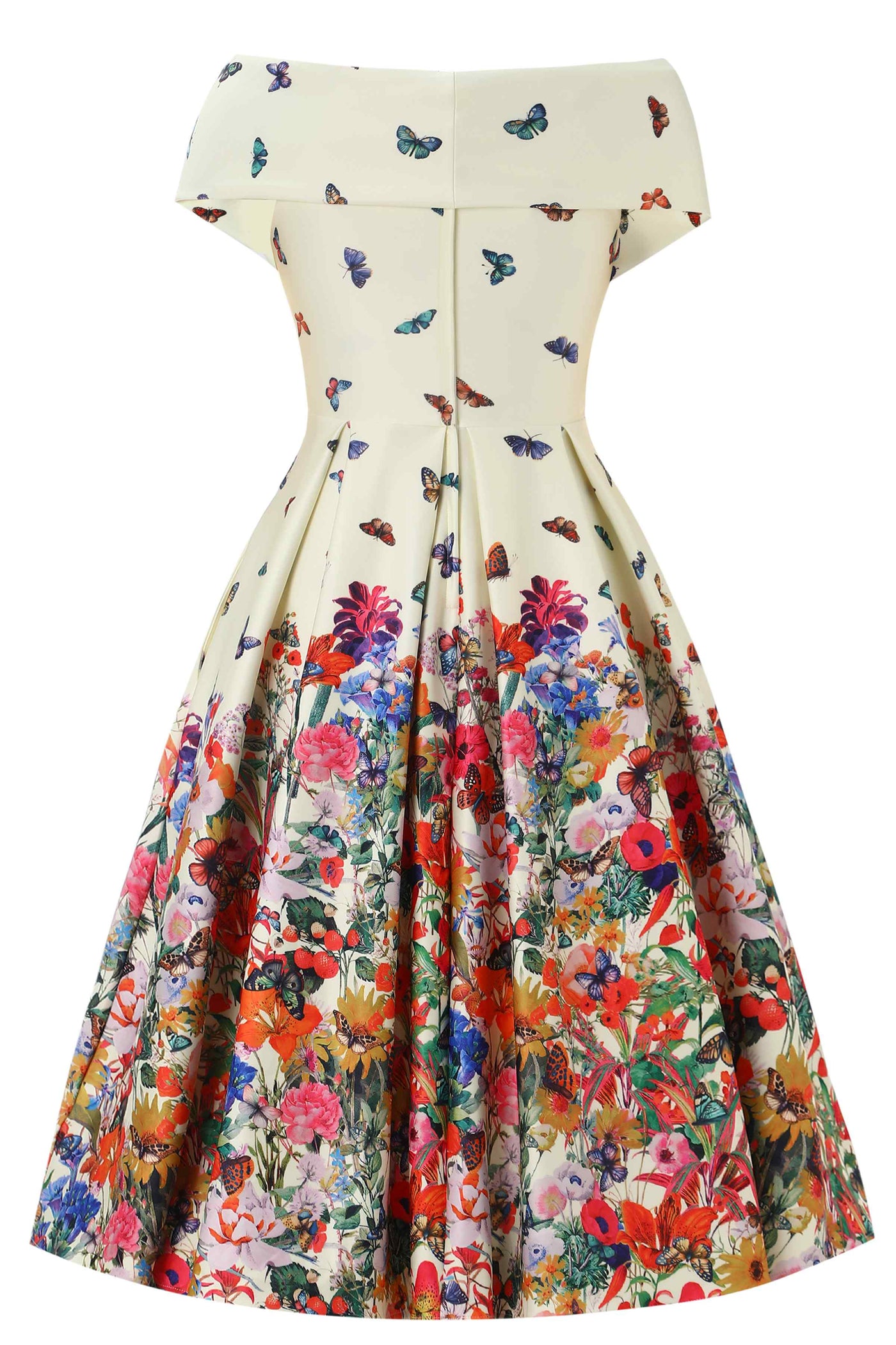 Back view of Butterfly Garden Off Shoulder Dress