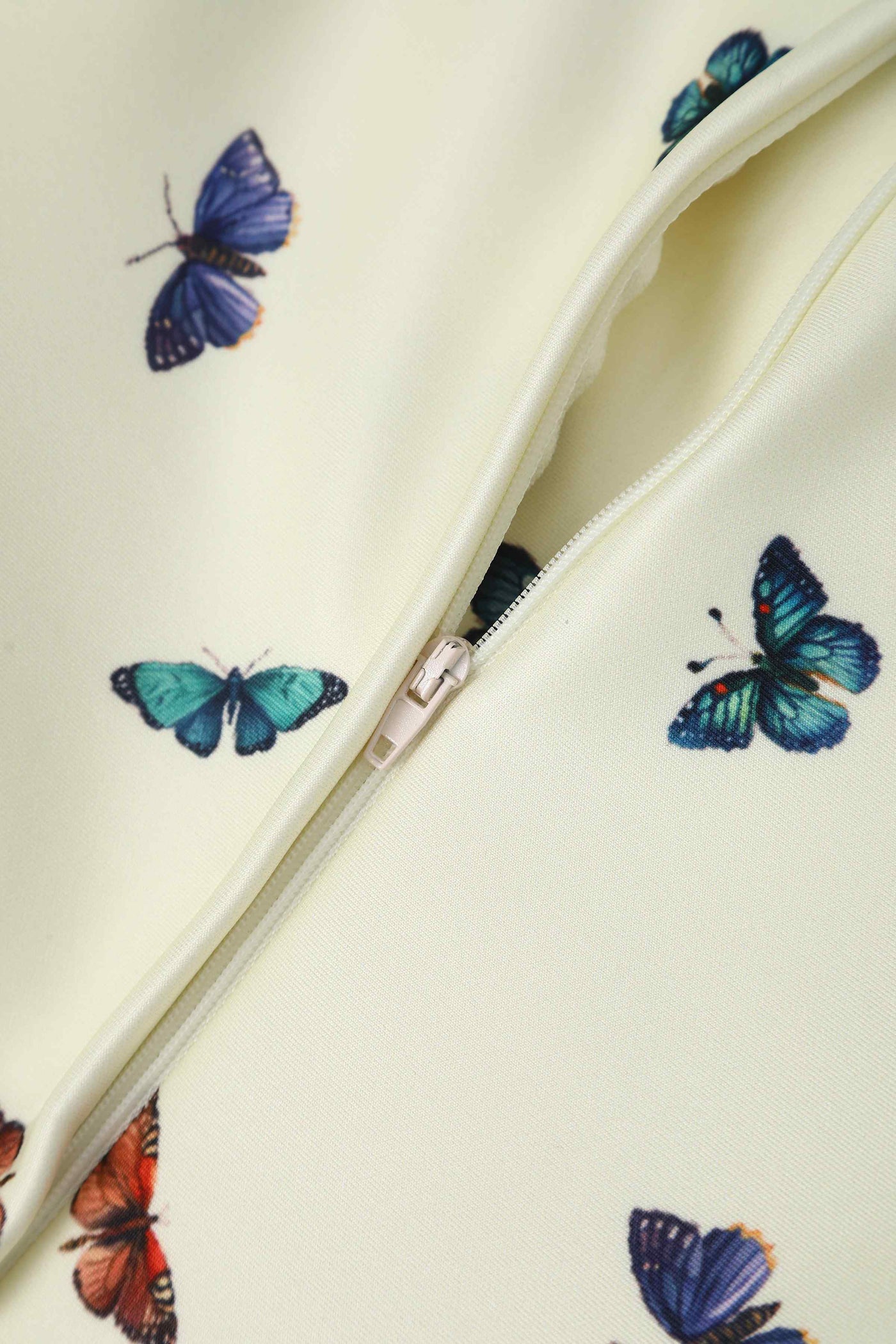 Close up view of Butterfly Garden Off Shoulder Dress