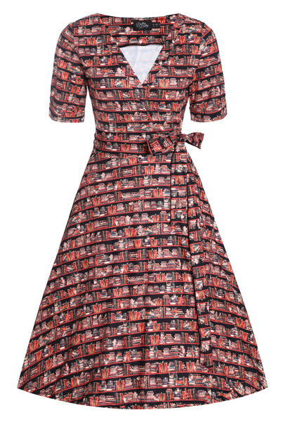 Cat & Book Wrap Dress