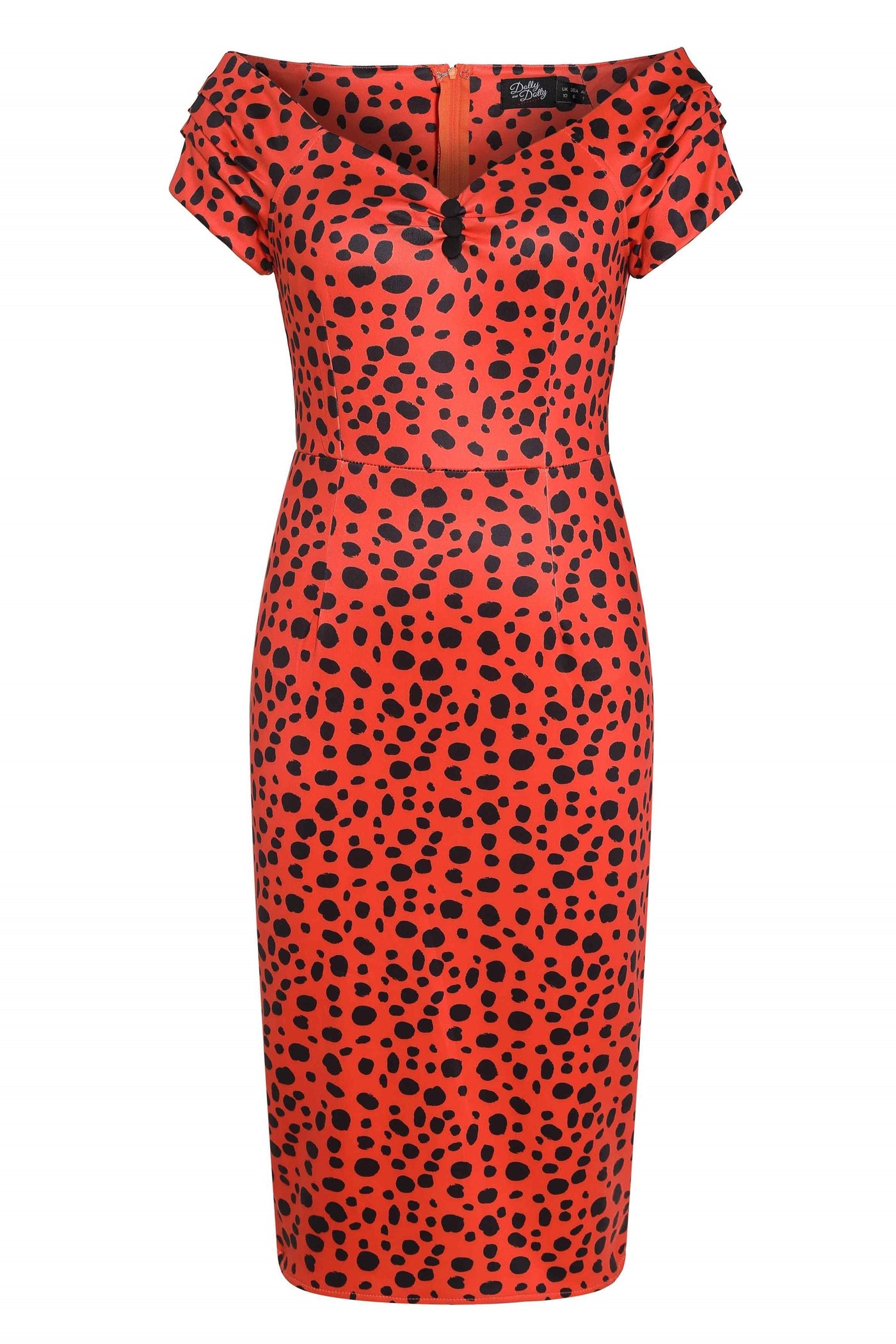 Orange Cheetah Print Off Shoulder Pencil Dress