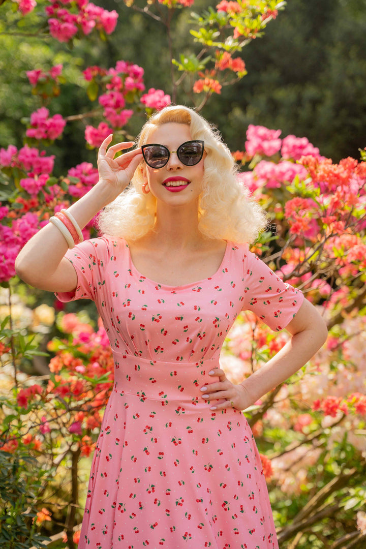 Brenda Pink Cherry 50s Style Dress