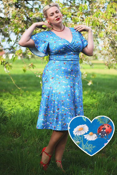 Crossover Bust Blue Ladybug Dress