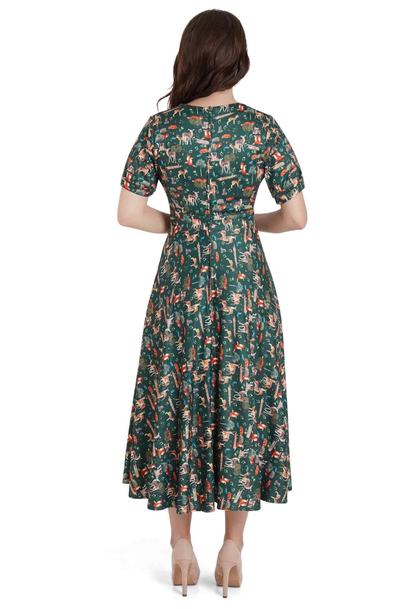 Dark Green Woodland Sleeved Dress