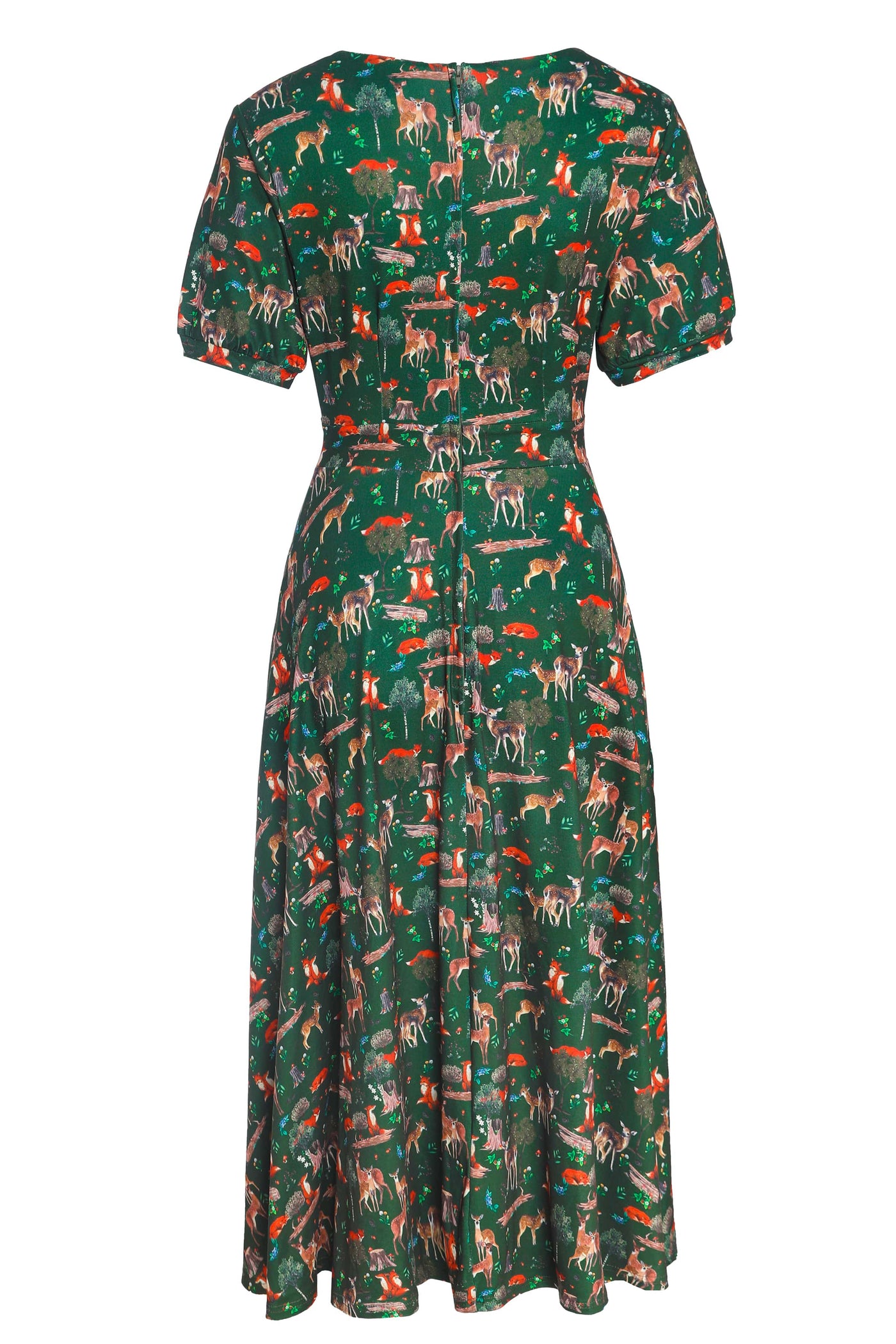 Dark Green Woodland Sleeved Dress