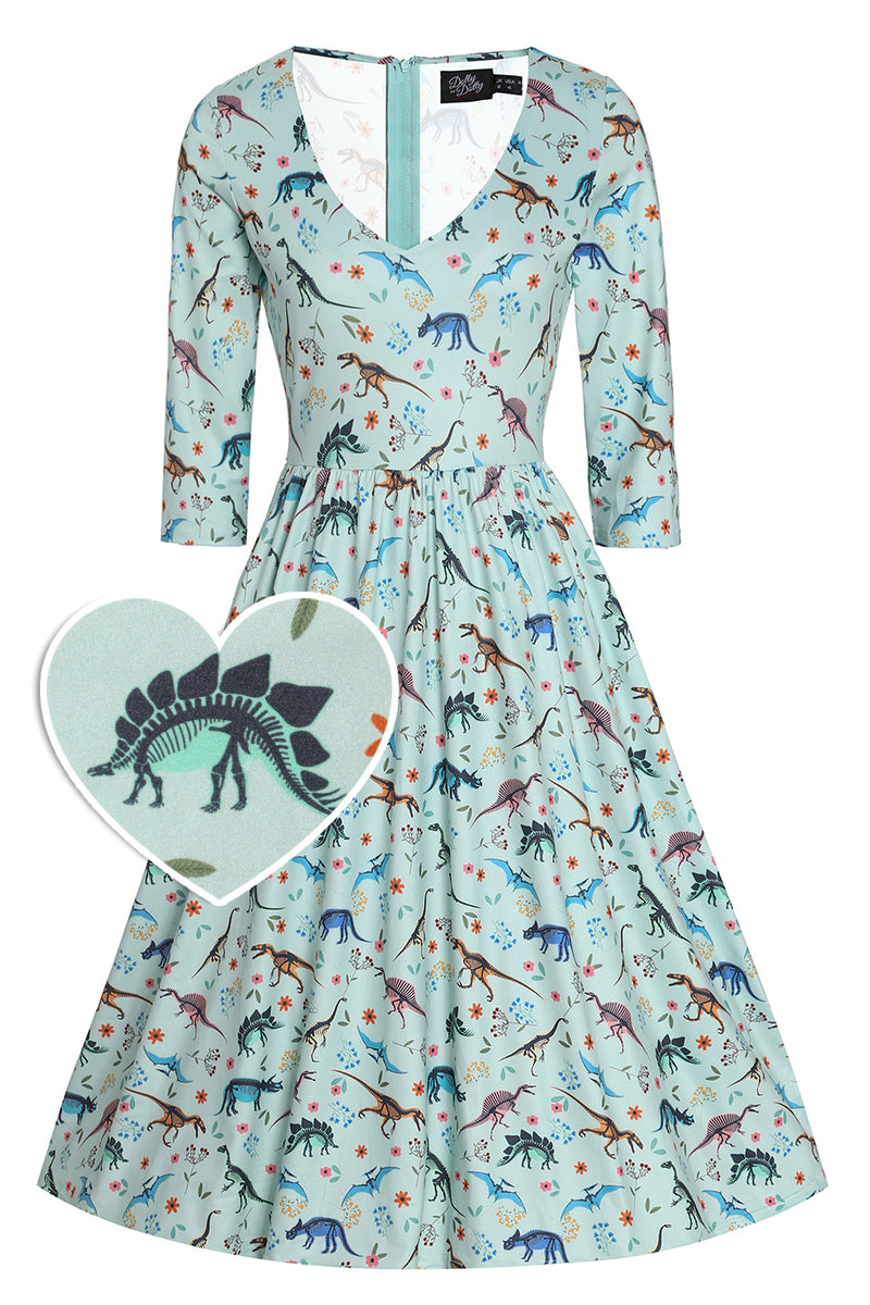 Billie Green Dinosaur Fossil Print Dress 8