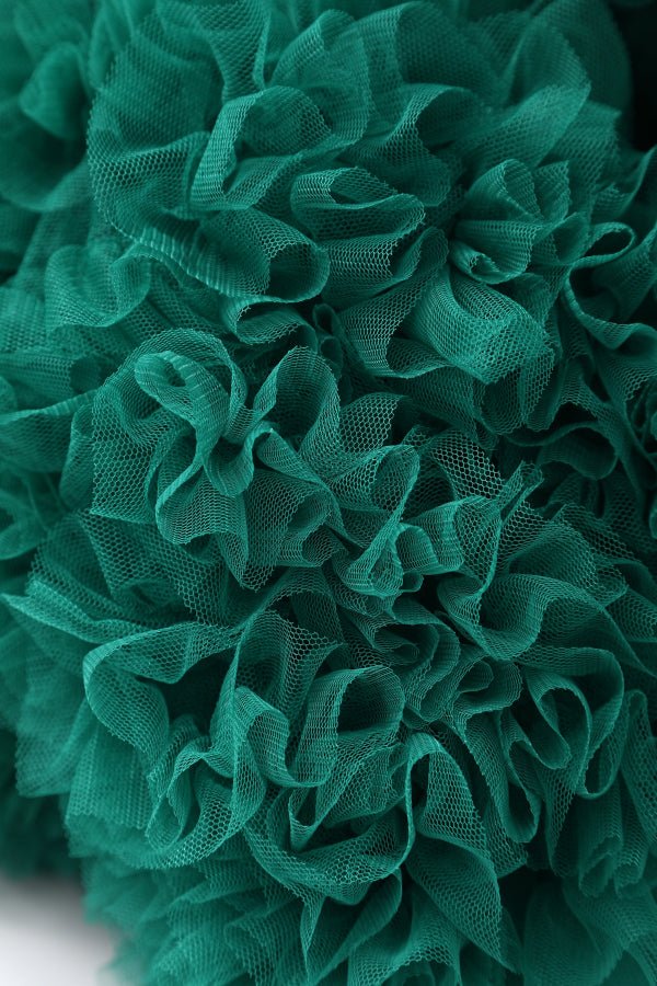 Close up view of Fluffy Net Petticoat 25.5” In Emerald Green