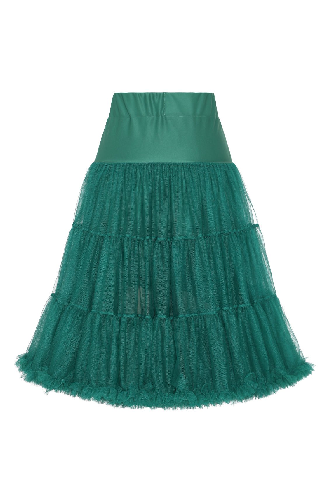 Front view of Fluffy Net Petticoat 25.5” In Emerald Green