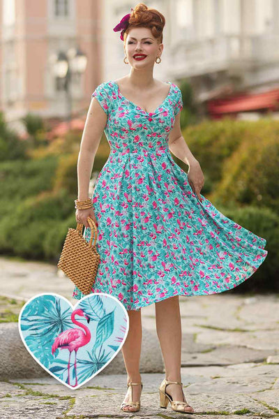 Model photo of Flamingo Blue Off Shoulder Dress