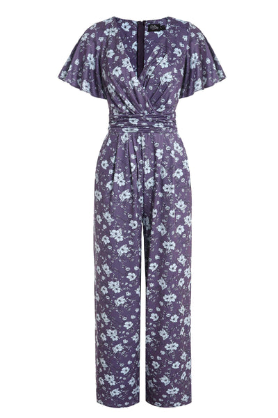 Front View of Mushroom Navy Blue Jumpsuit With Pockets