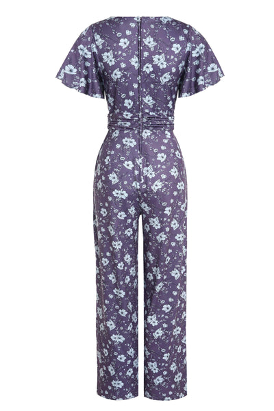 Back  View of Mushroom Navy Blue Jumpsuit With Pockets