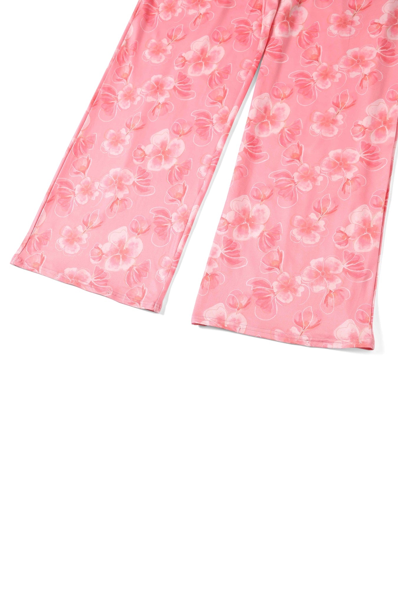 Close up view of Floral Print Jumpsuit in Pink