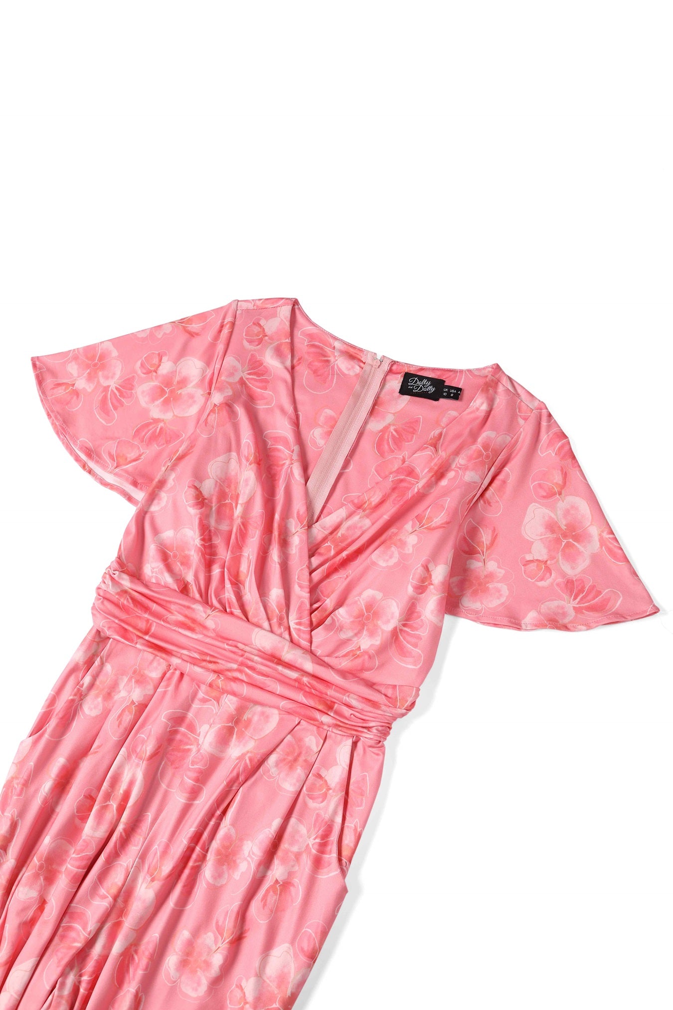 Close up view of Floral Print Jumpsuit in Pink