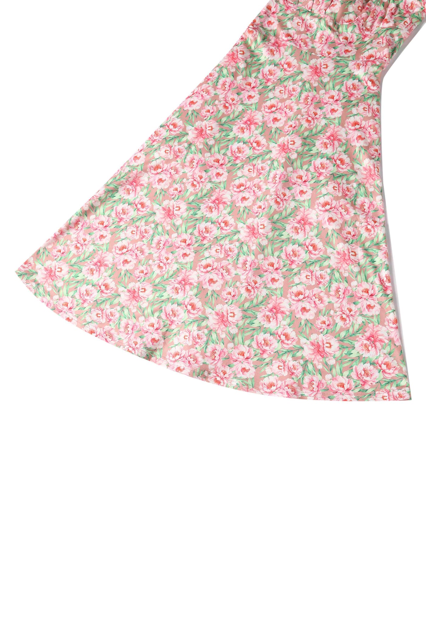 Close up View of Floral Short Sleeved Dress in Pink