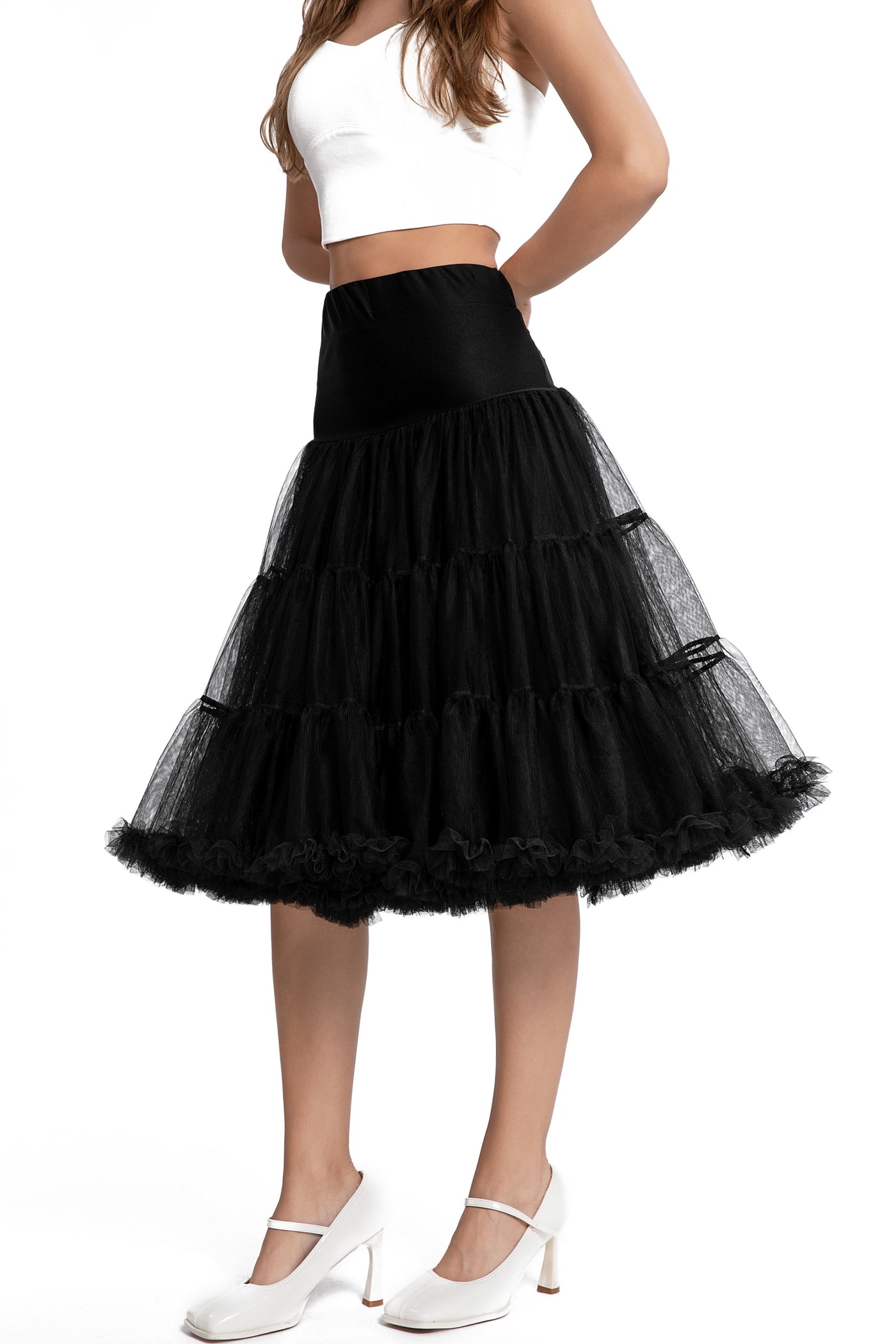 Fluffy Net Petticoat 25.5” In Black