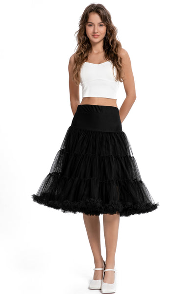 Model photo of Fluffy Net Petticoat 25.5” In Black