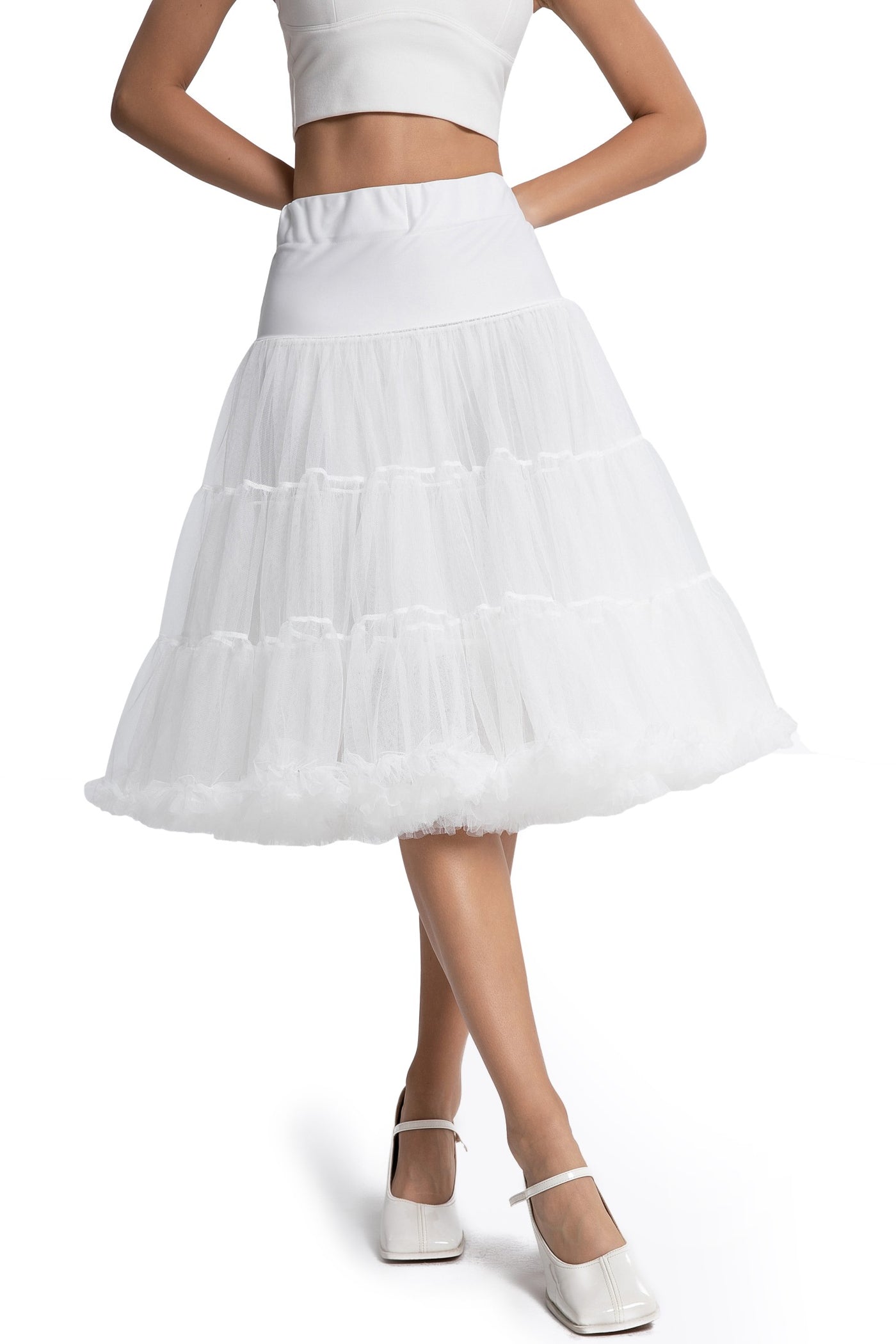 Fluffy Net Petticoat 25.5 In White