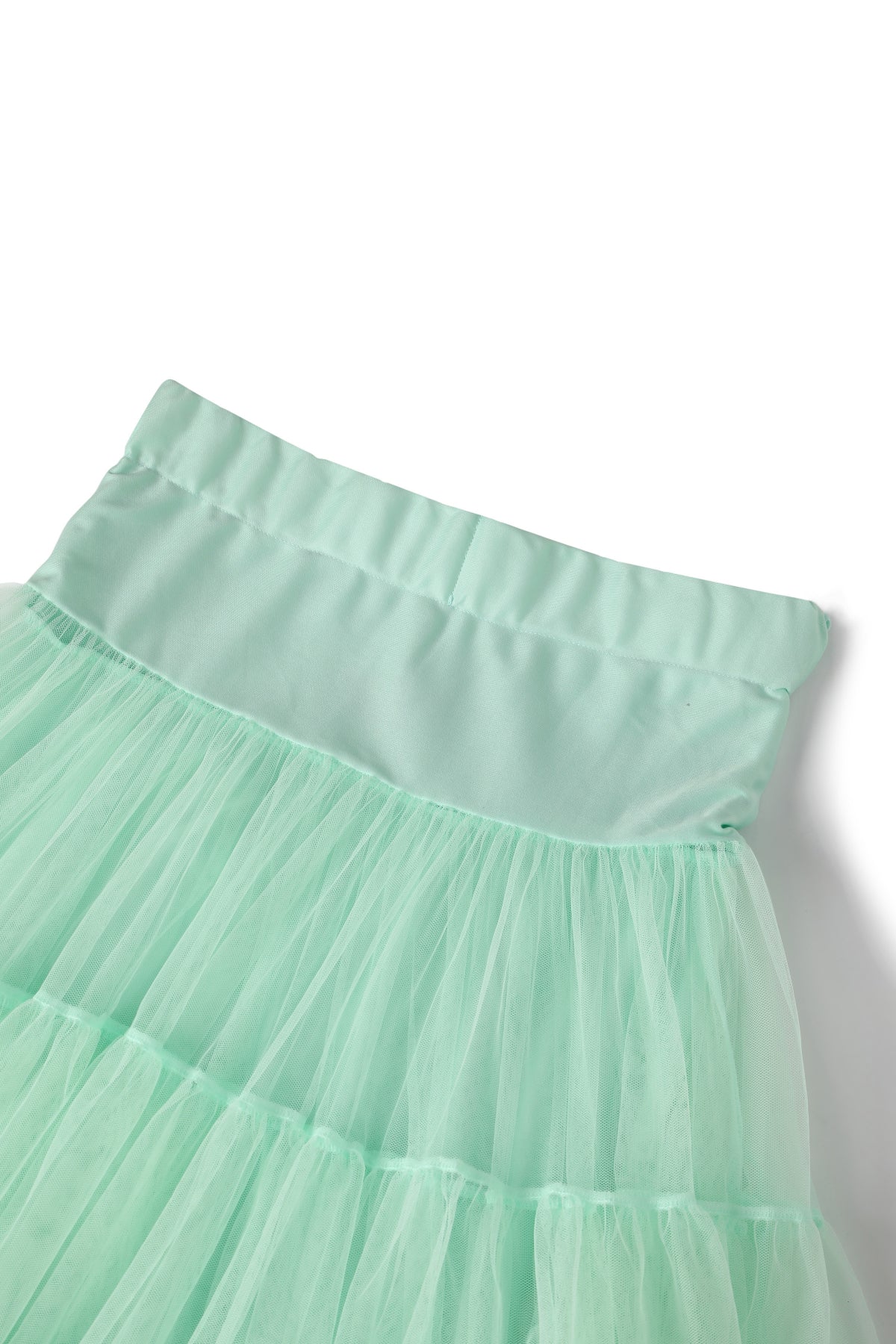 Close up view of Fluffy Net Petticoat 25.5” In Mint Green