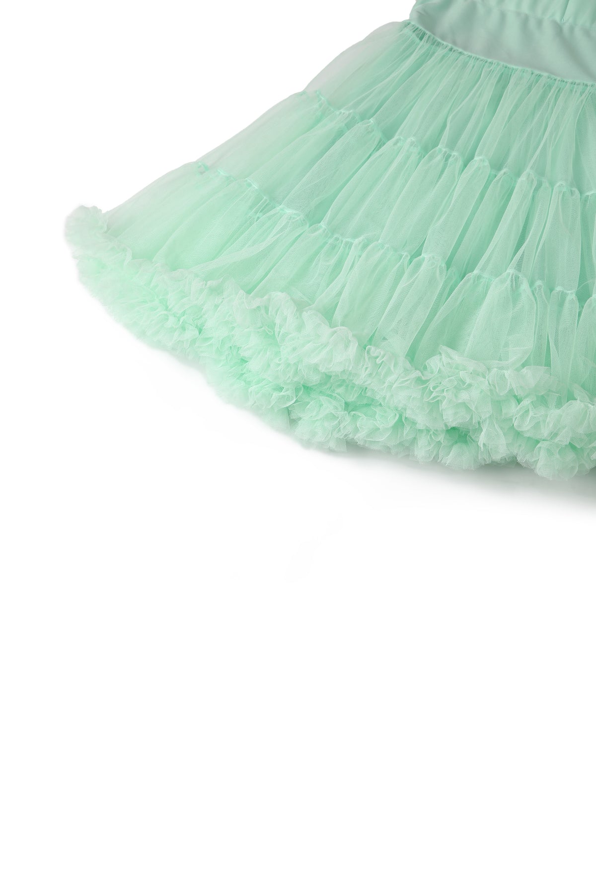 Close up view of Fluffy Net Petticoat 25.5” In Mint Green