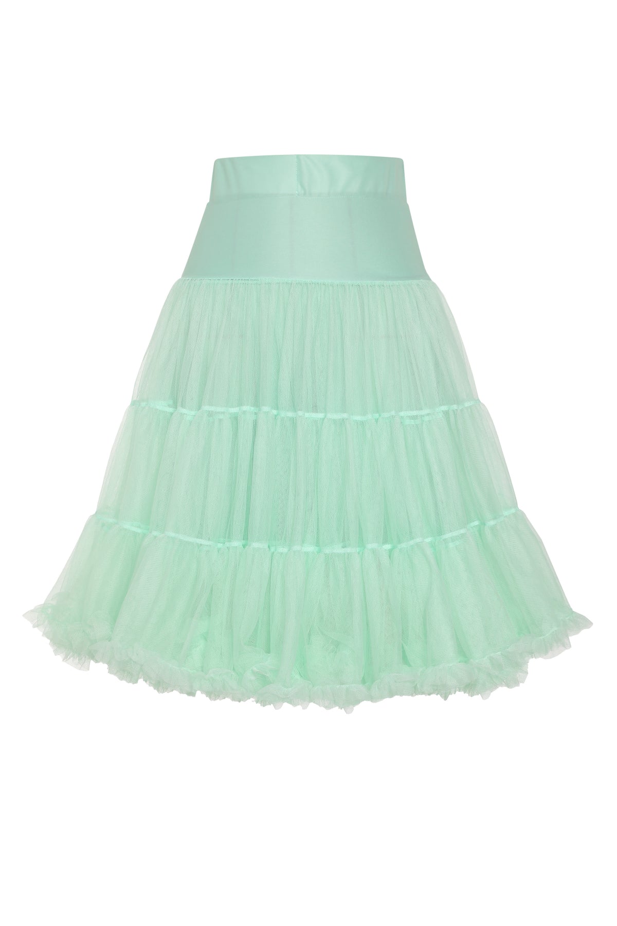 Front view of Fluffy Net Petticoat 25.5” In Mint Green