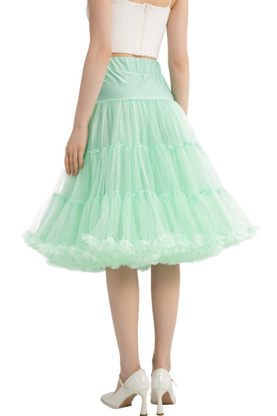 A model wearing a Fluffy Net Petticoat 25.5” In Mint Green