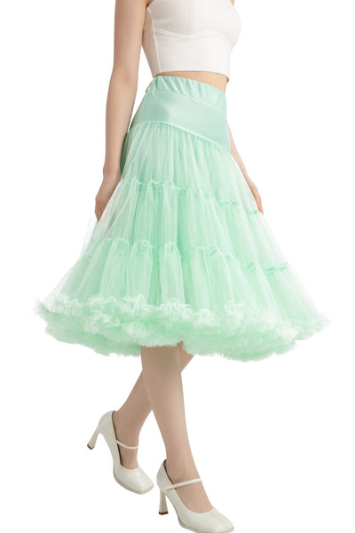 A model wearing a Fluffy Net Petticoat 25.5” In Mint Green