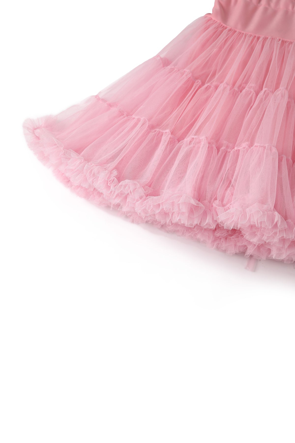 Close up view of Fluffy Net Petticoat 25.5” In Pastel Pink