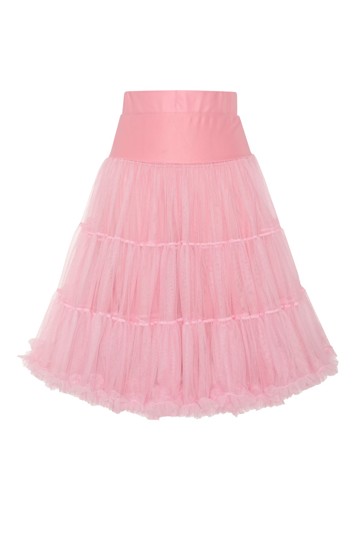 Front view of Fluffy Net Petticoat 25.5” In Pastel Pink