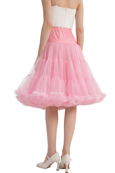 A model wearing a Fluffy Net Petticoat 25.5” In Pastel Pink