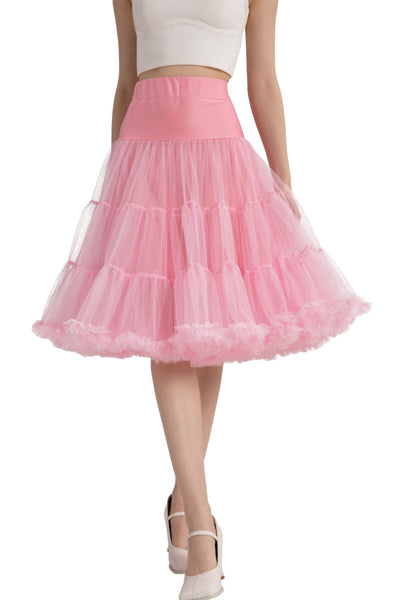 A model wearing a Fluffy Net Petticoat 25.5??� In Pastel Pink