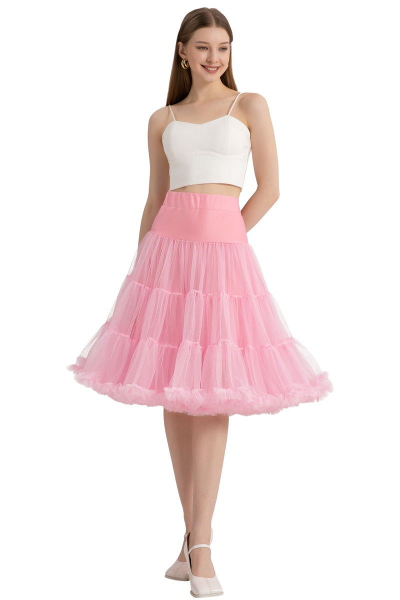 A model wearing a Fluffy Net Petticoat 25.5” In Pastel Pink