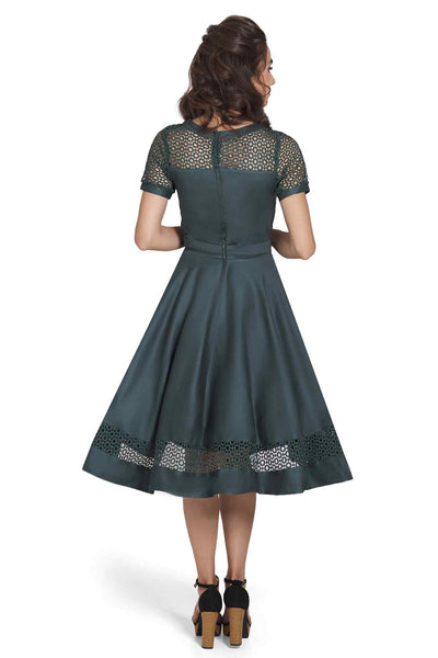 Formal Lace Flared Dress In Green