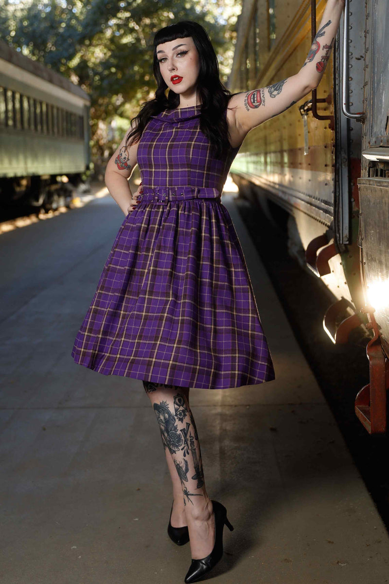 Cindy Full Circle Dress in Purple Tartan 8