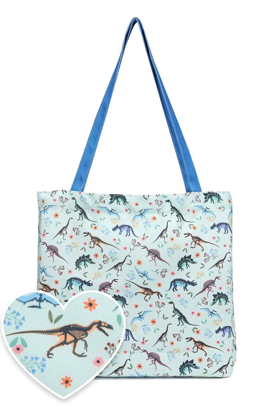 Green Dinosaur Fossil Print Tote Bag