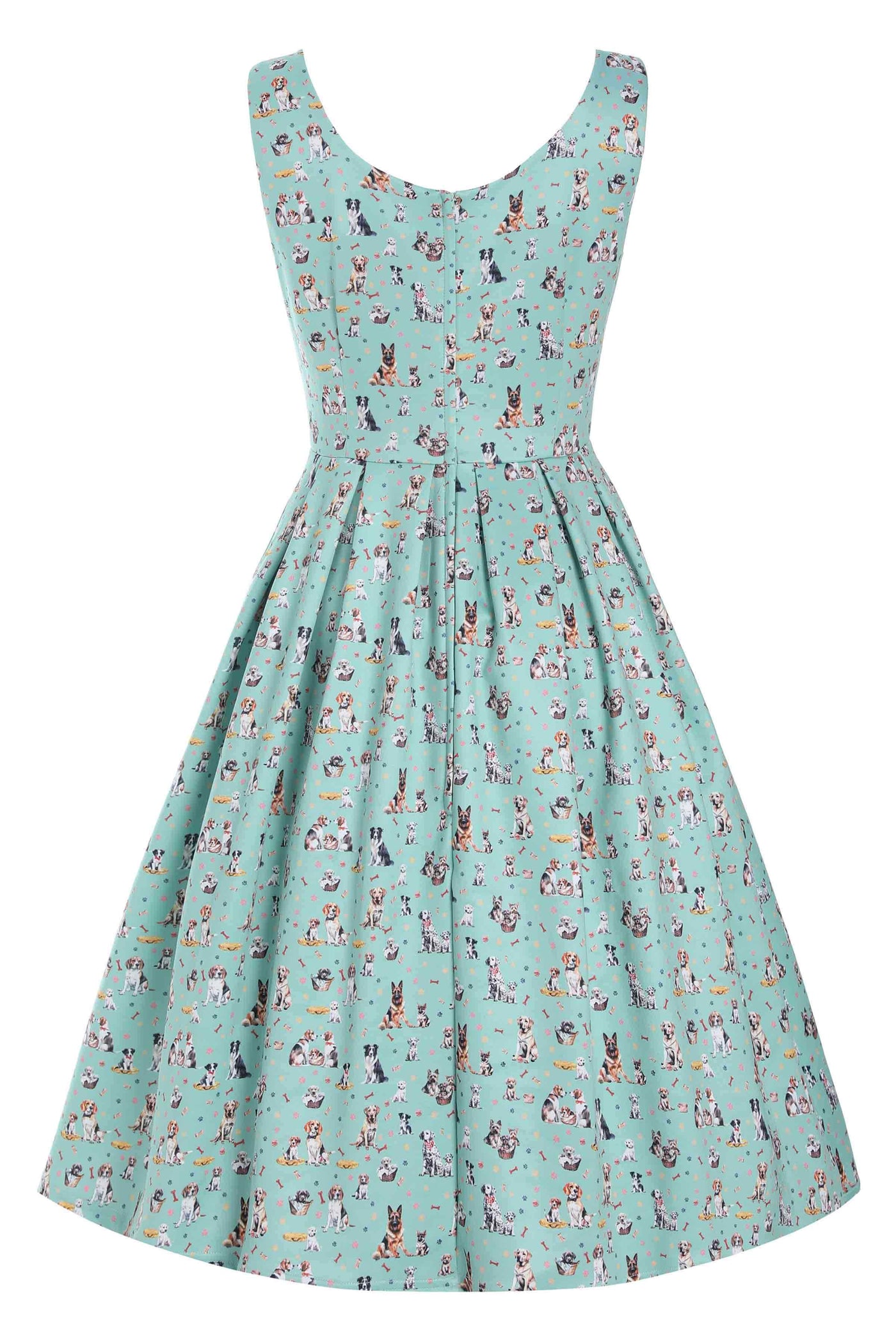 Back view of Green Dog Swing Dress