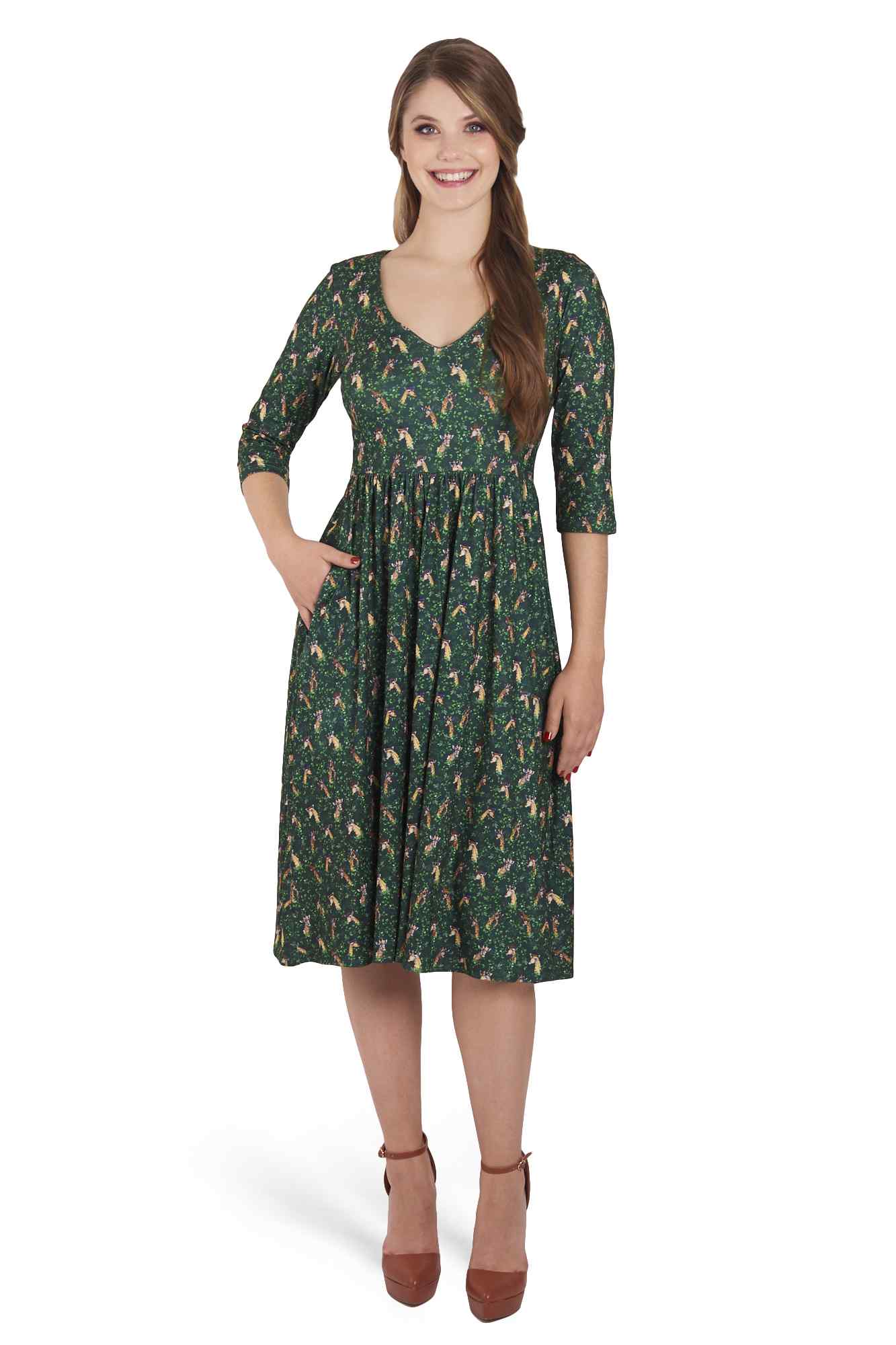 Model photo of Green Giraffe Dress