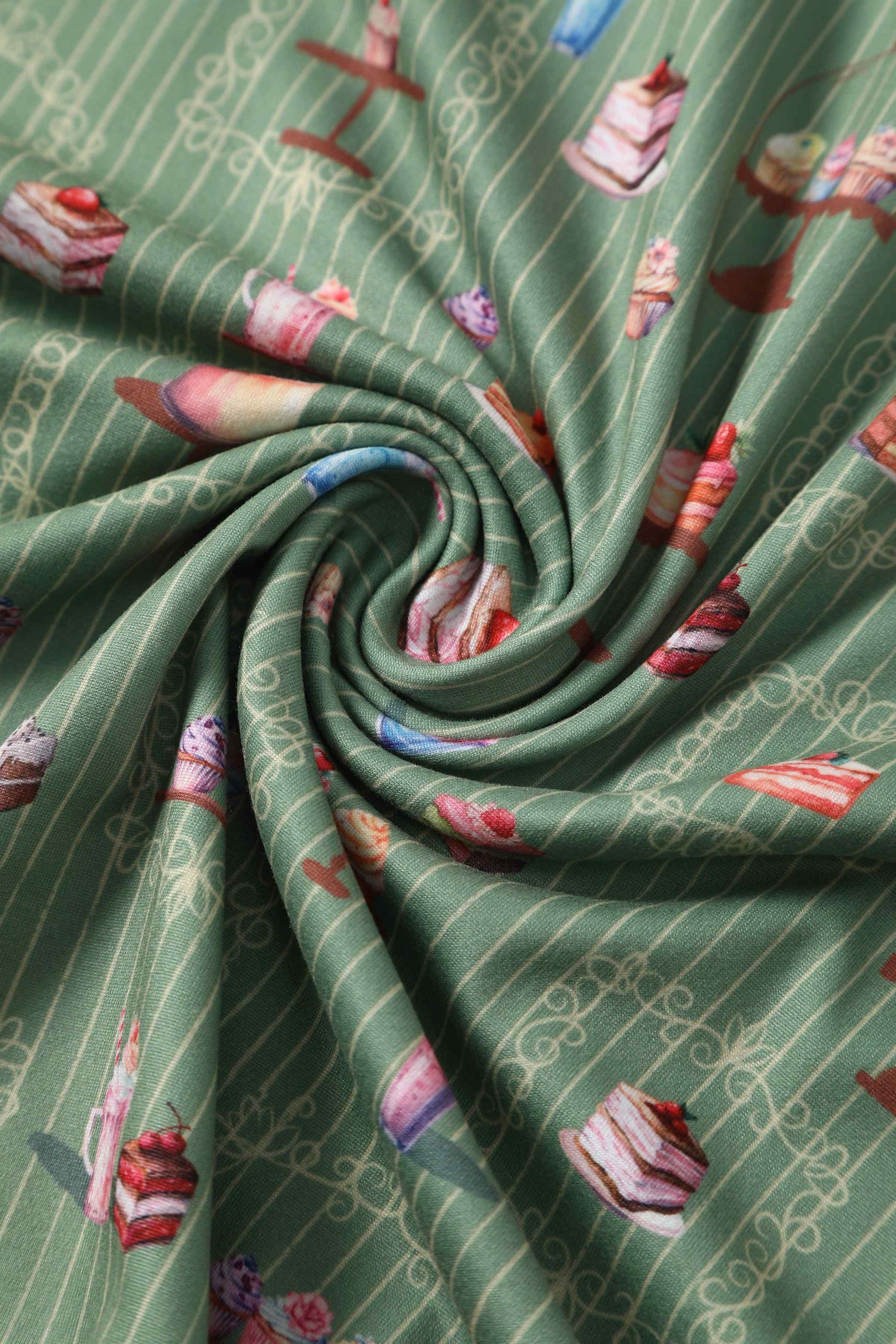 Close up view of Green Sweet Tooth Wrap Dress