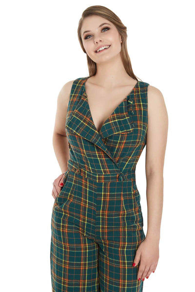 Model photo of Green Tartan Jumpsuit