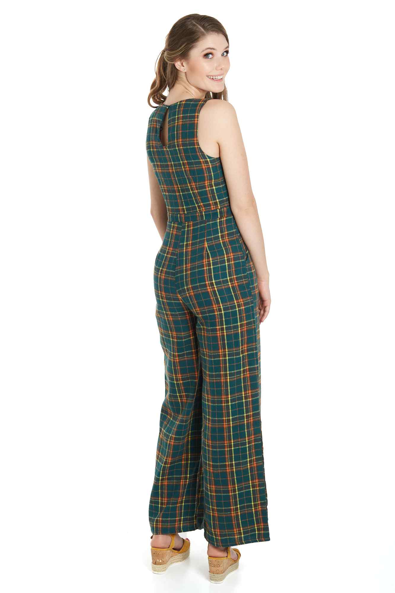 Model photo of Green Tartan Jumpsuit