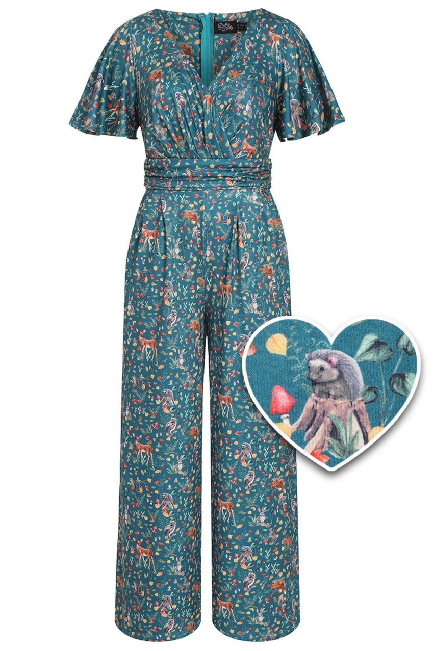 Front view of Green Woodland Jumpsuit