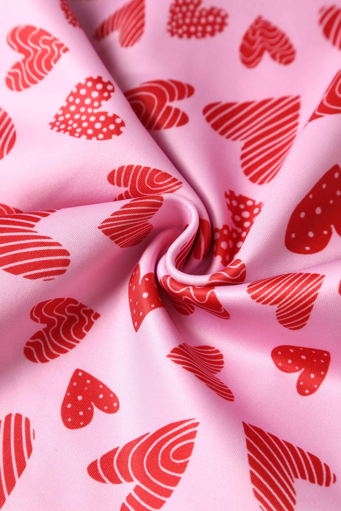 Close up View of Heart Print Off Shoulder Pencil Dress in Pink
