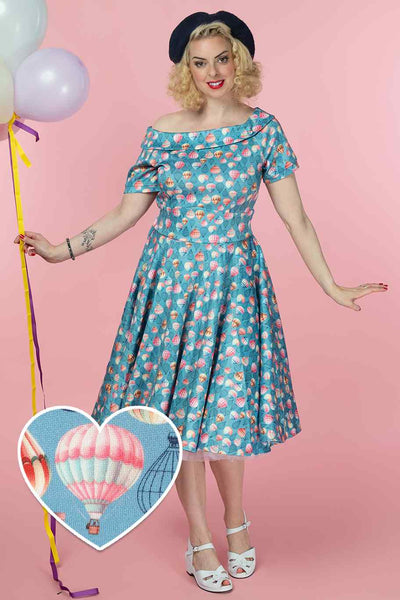 A model wearing a Hot Air Balloon Blue Swing Dress