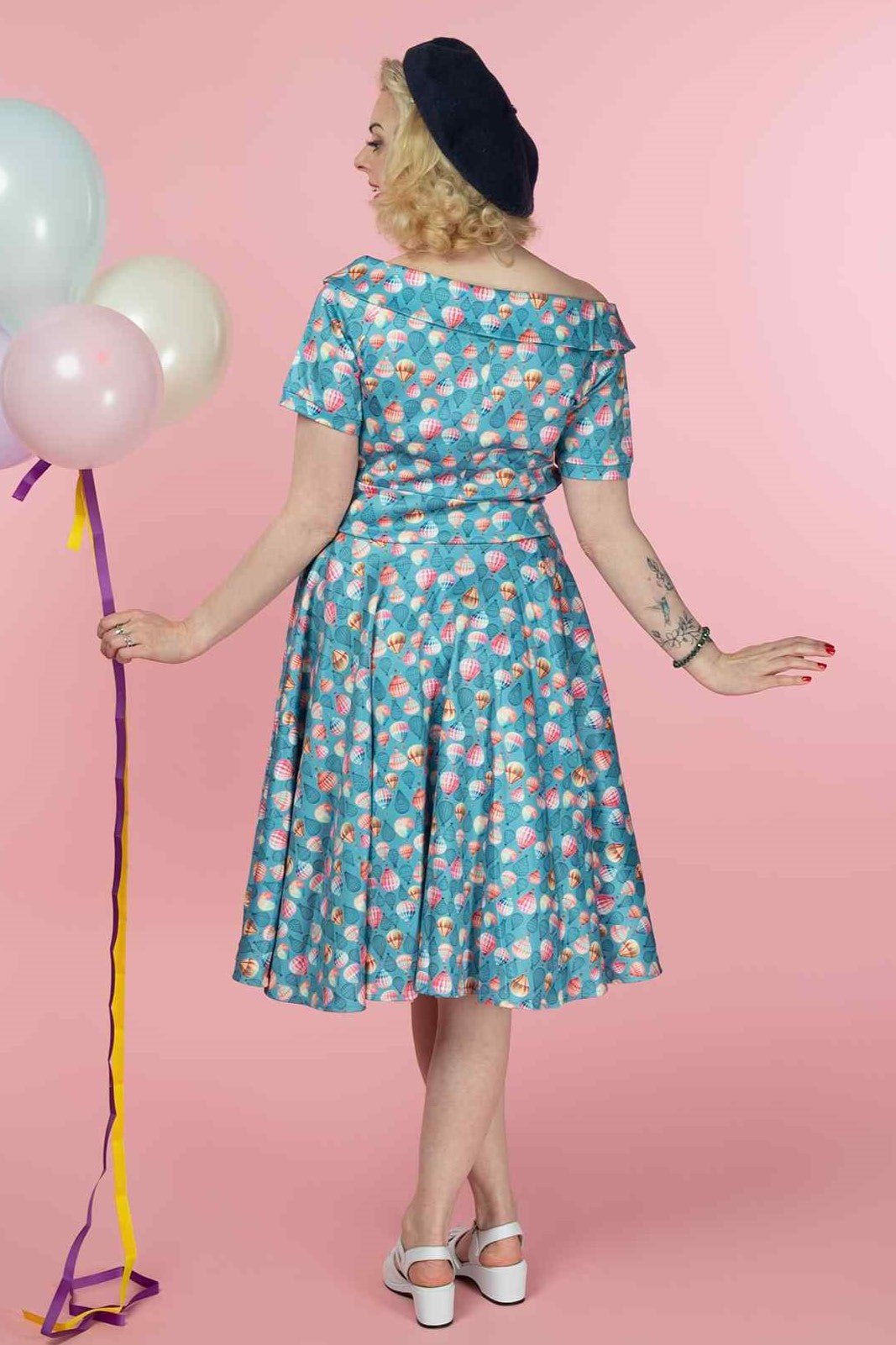 A model wearing a Hot Air Balloon Blue Swing Dress