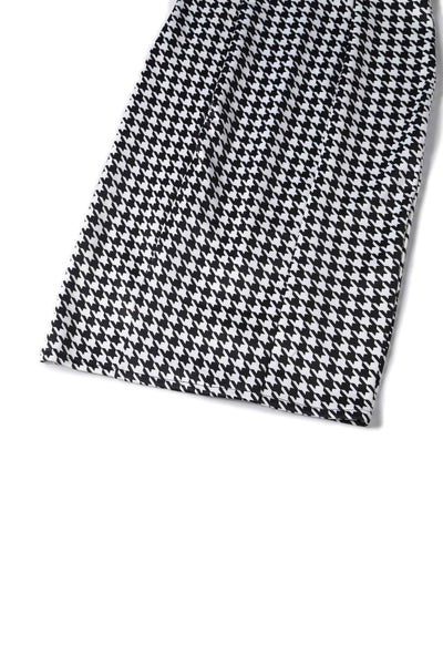 Close up view of Houndstooth Fitted Off Shoulder Dress