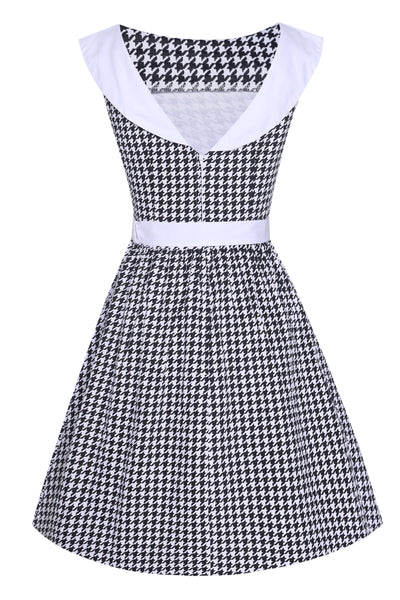 Back view of Houndstooth Roll Collar Dress