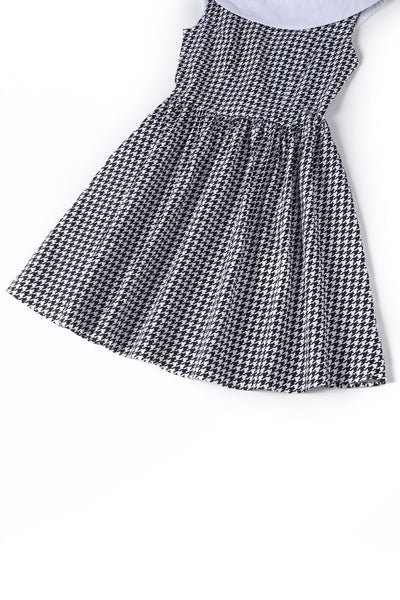 Close up view of Houndstooth Roll Collar Dress