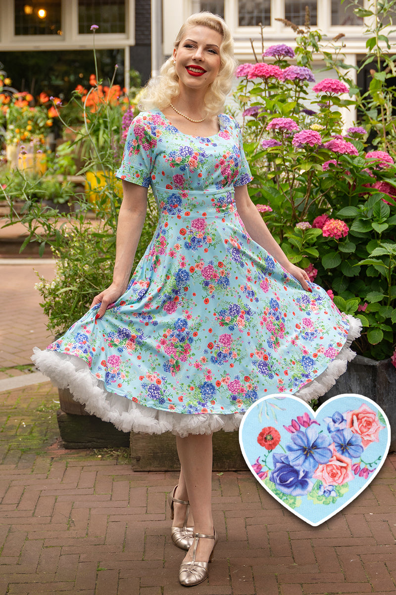 Brenda Light Blue Hydrangea Dress 8