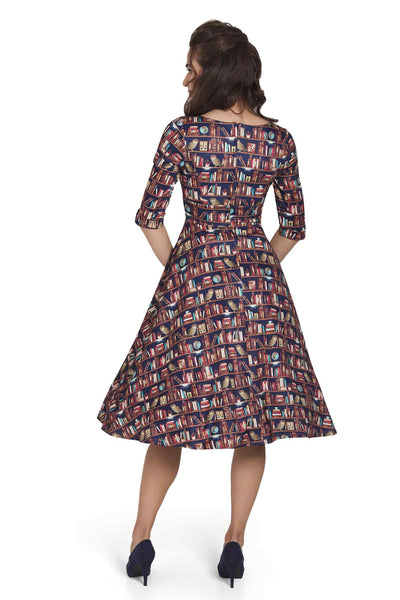 Model photo of Library Book Mid Calf Dress